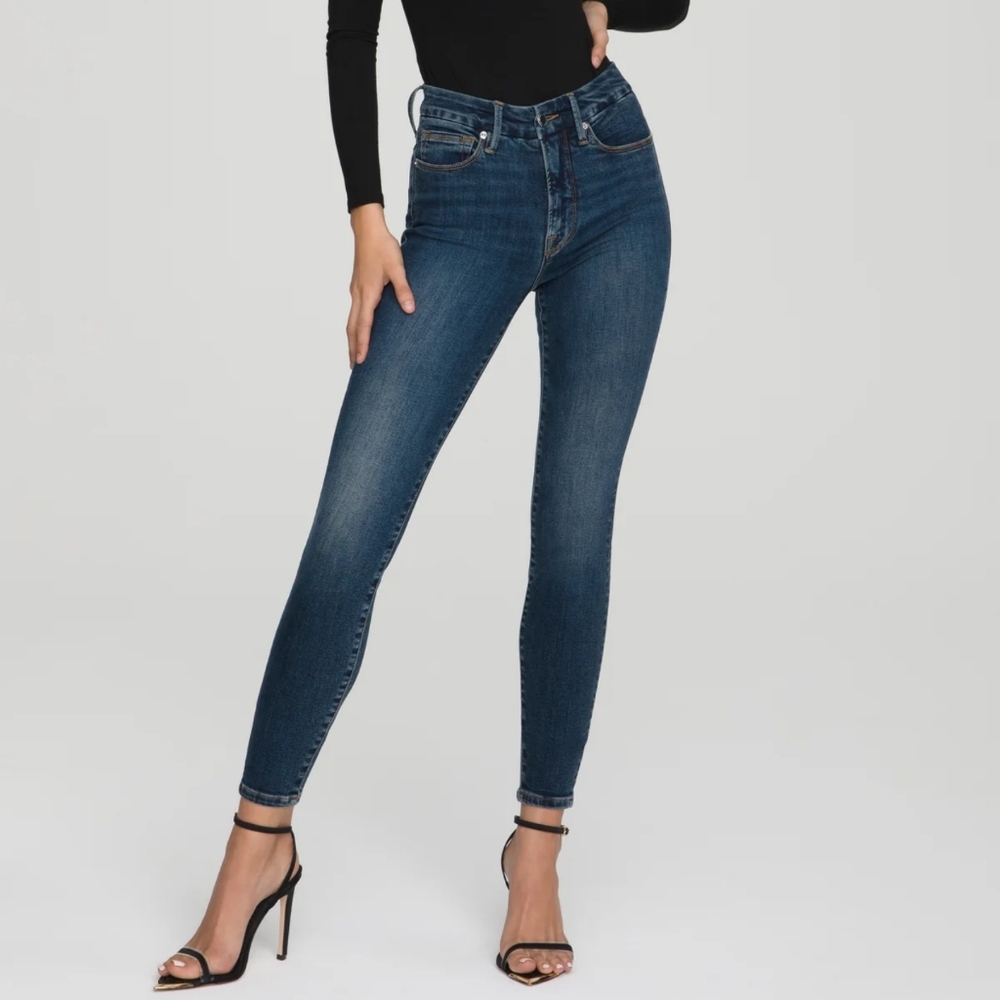 Good American Good Legs Dark Wash Mid Rise Ankle Cropped Skinny Jeans 12/31 - Picture 15 of 15